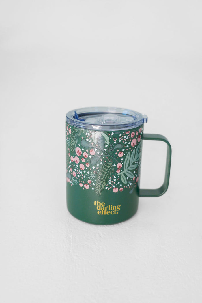 14oz HOLIDAY INSULATED MUG IN HOLLY JOLLY GREEN SPRIG - Love Marlow