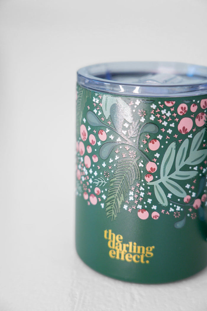 14oz HOLIDAY INSULATED MUG IN HOLLY JOLLY GREEN SPRIG - Love Marlow