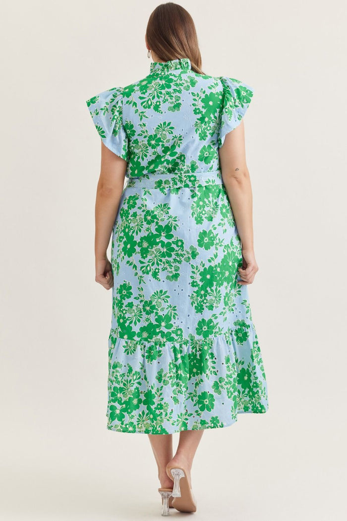 entro plus size eyelet floral maxi dress