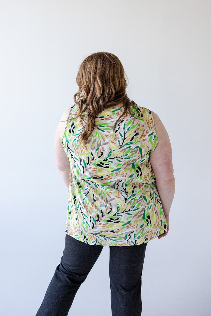 ABSTRACT FLORAL PRINT TANK WITH KEYHOLE - 20 - Love Marlow