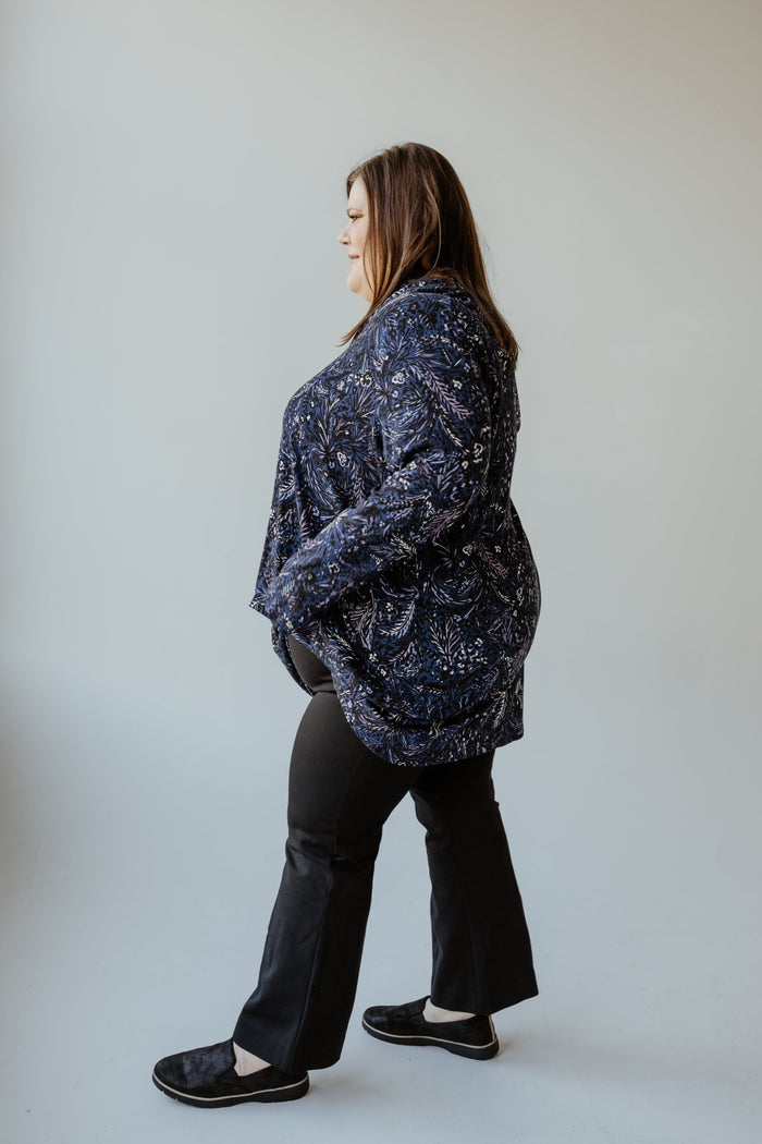 ABSTRACT FLORAL TURTLENECK BLOUSE - Love Marlow