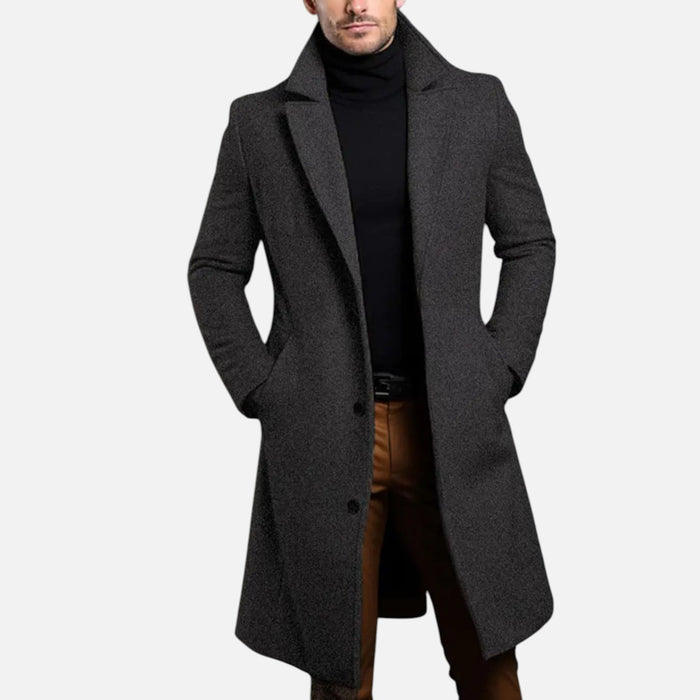Aiden | Men's Knee-Length Coat With Pockets And Long Sleeve | Classic