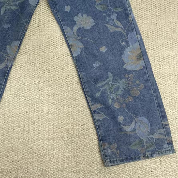 All-Over Floral Wide-Leg Jeans