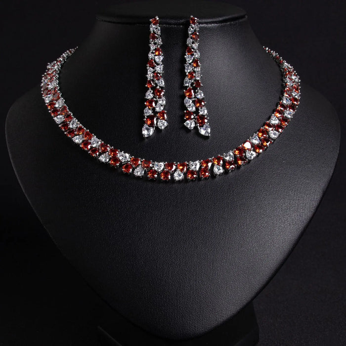 Amber Tennis Crystal Bridal Jewelry Set JW045 Sheer Fairy