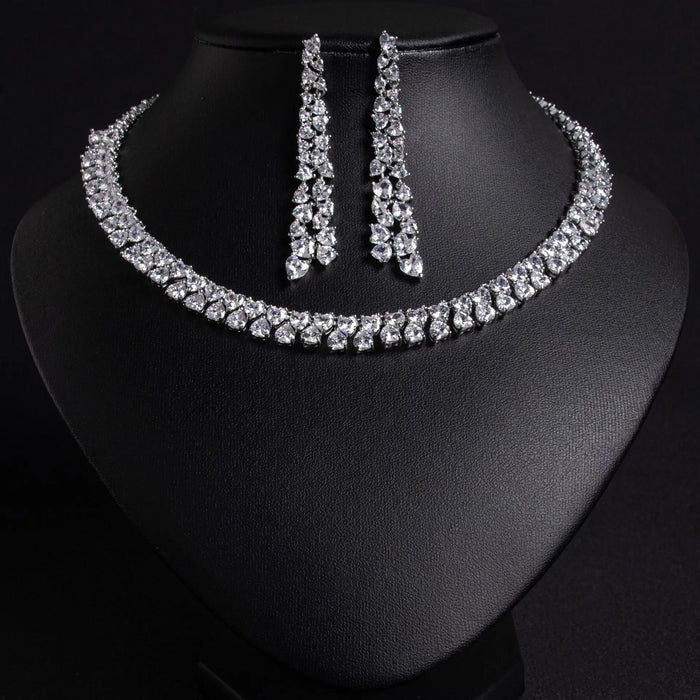 Amber Tennis Crystal Bridal Jewelry Set JW045 Sheer Fairy