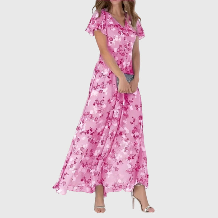 Amelia | Women's Cocktail Dress With V-Neckline And Flutter Sleeves | Feminine