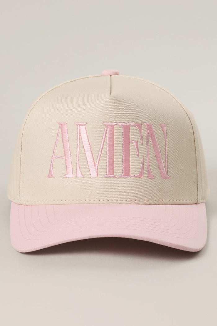 amen light pink trucker hat canvas trucker hat