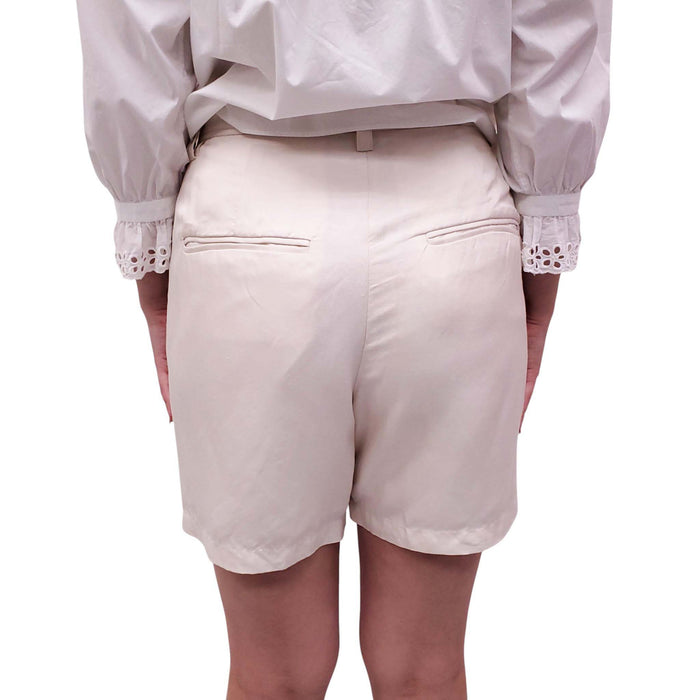 ANINE BING CREAM LINEN BLEND SHORTS - SIZE 38