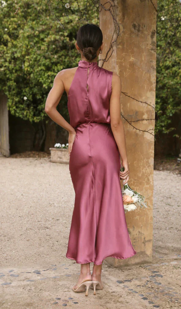 Aranza | Women’s Graduation Dress With V-Neck And Puff Sleeves | Elegant Midi