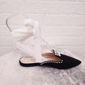 ATTICO PEARL AND CRYSTAL WRAP AROUND FLATS - SIZE 35