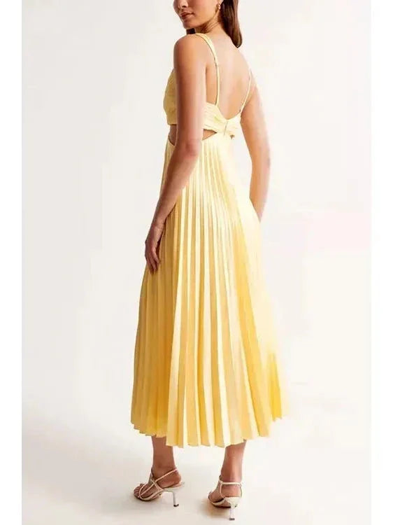 Aurelia | Women's Wedding Guest Dress With Deep V-Neckline And Pleated Skirt