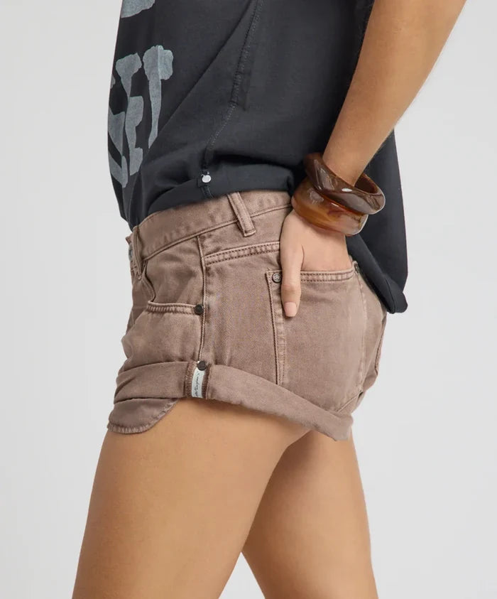 Shorts One Teaspoon Bandits Low Waist Denim Shorts Espresso Brown Apoella