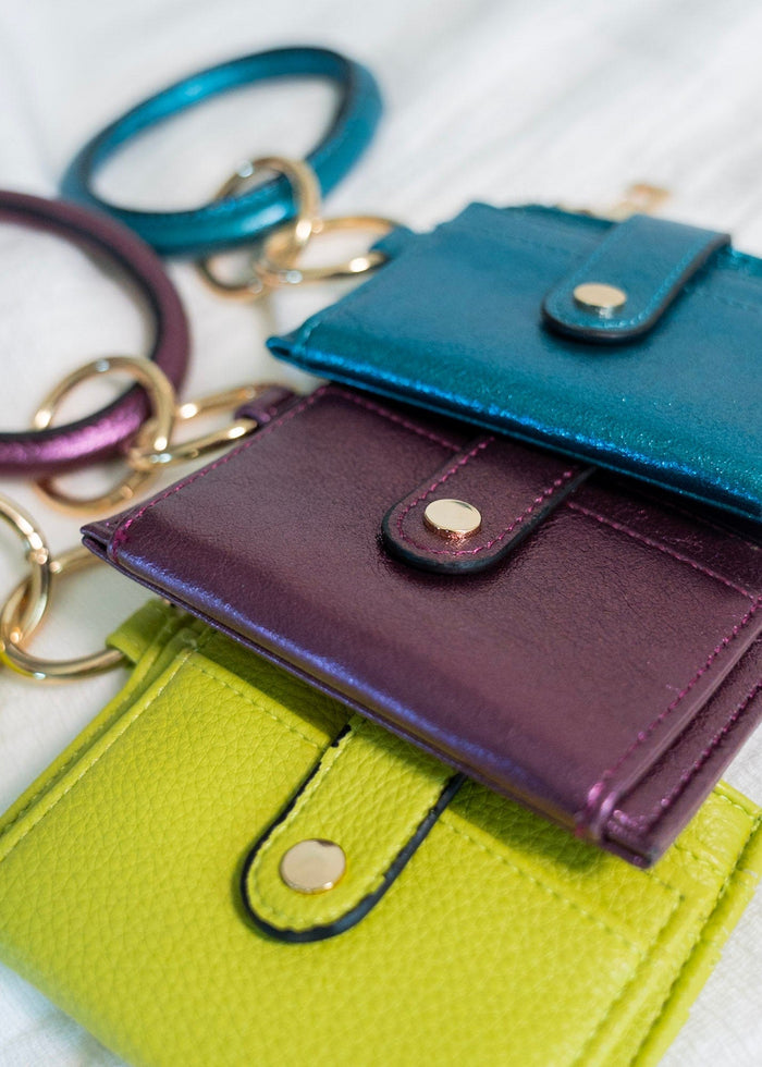 METALLIC BANGLE WRISTLET WALLET IN AMETHYST - Love Marlow