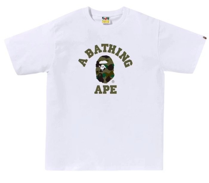 BAPE 1st Camo College Tee (SS26) White/Green