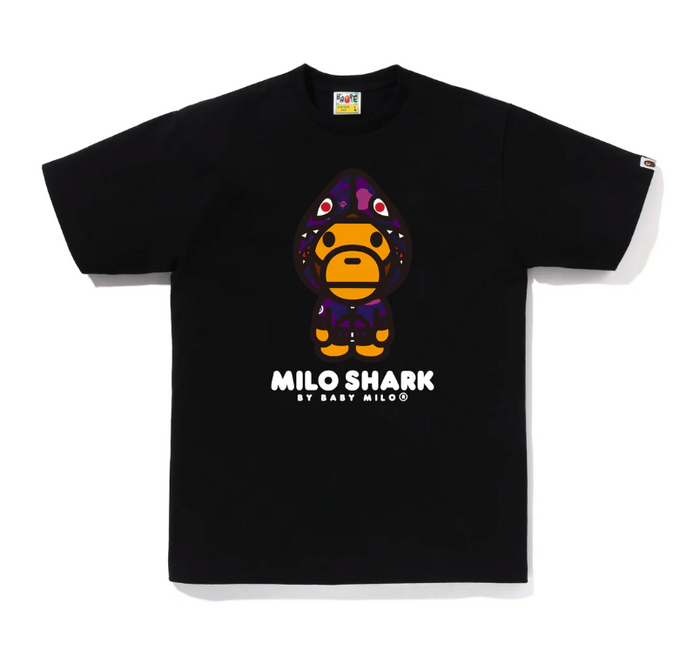 BAPE Baby Milo Shark College Tee Black/Purple