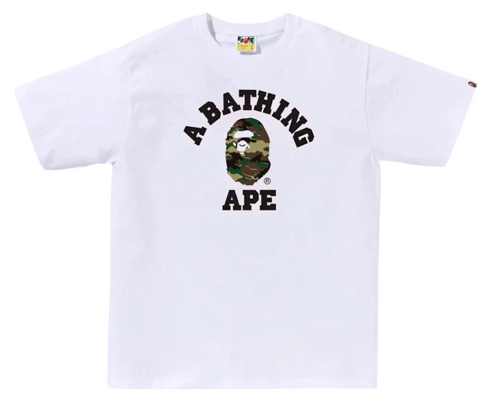 BAPE Glitch Woodland Camo College Tee White/Green