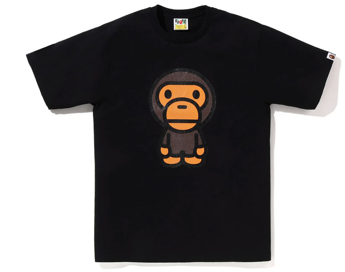 BAPE GLITTER BIG BABY MILO TEE BLACK