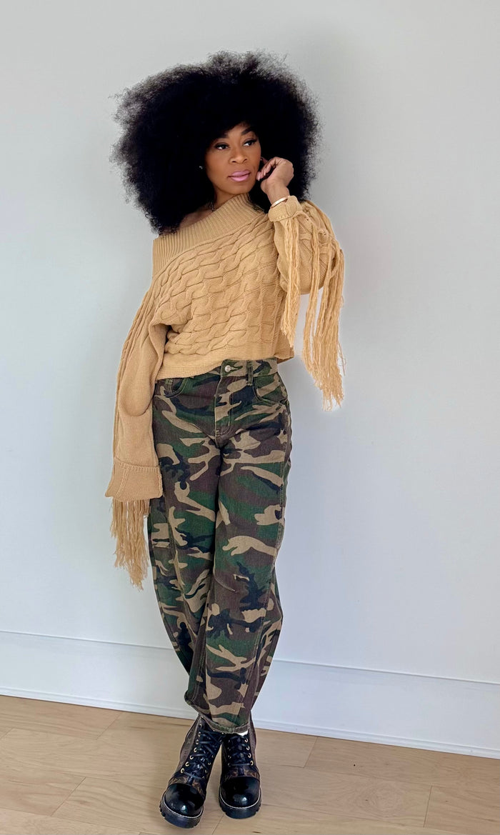 Barrel camo jeans