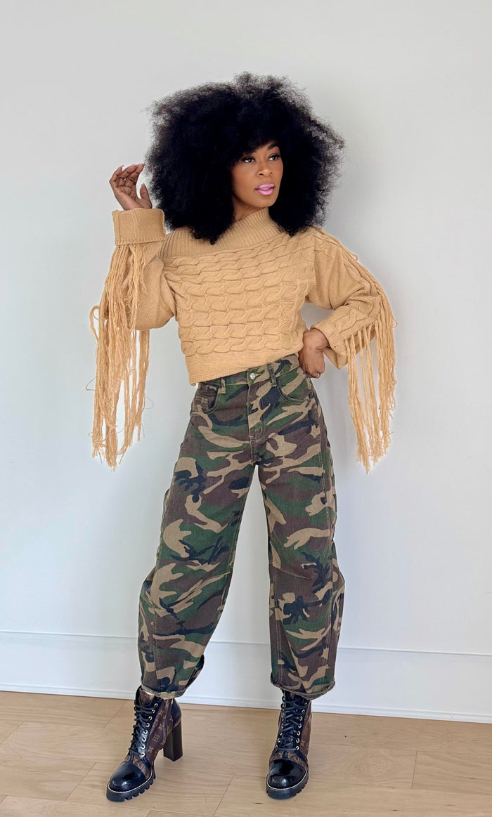 Barrel camo jeans