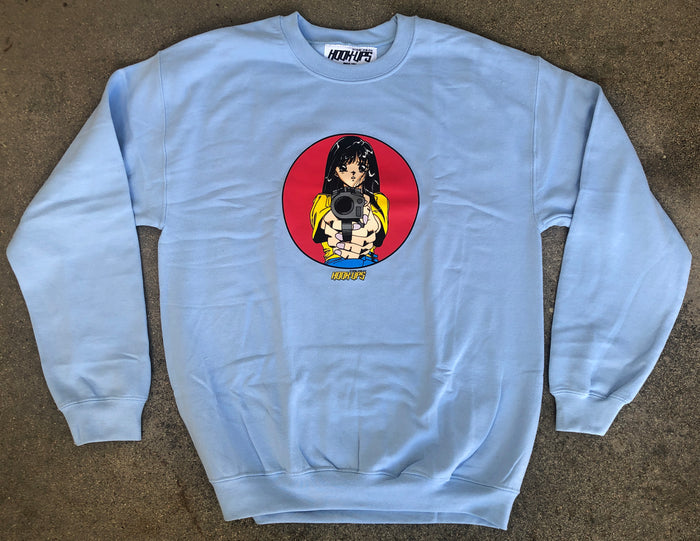 Barrel of a Gun Crew Sweatshirt POWDER BLUE