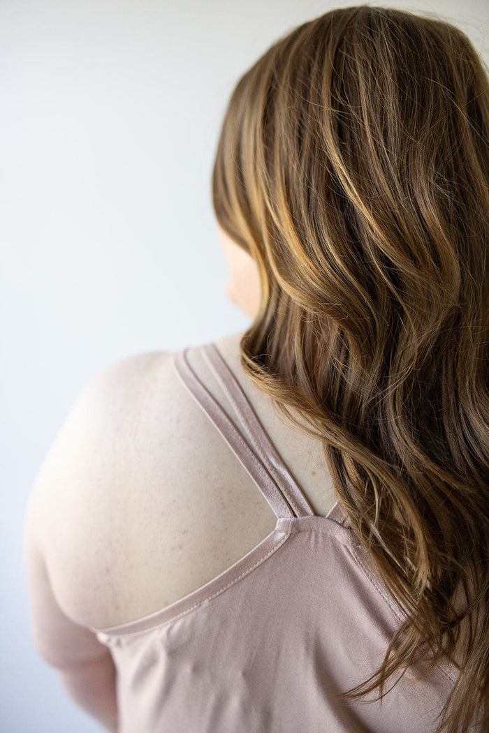 BASIC RACERBACK CAMI IN GREY ROSE - Love Marlow