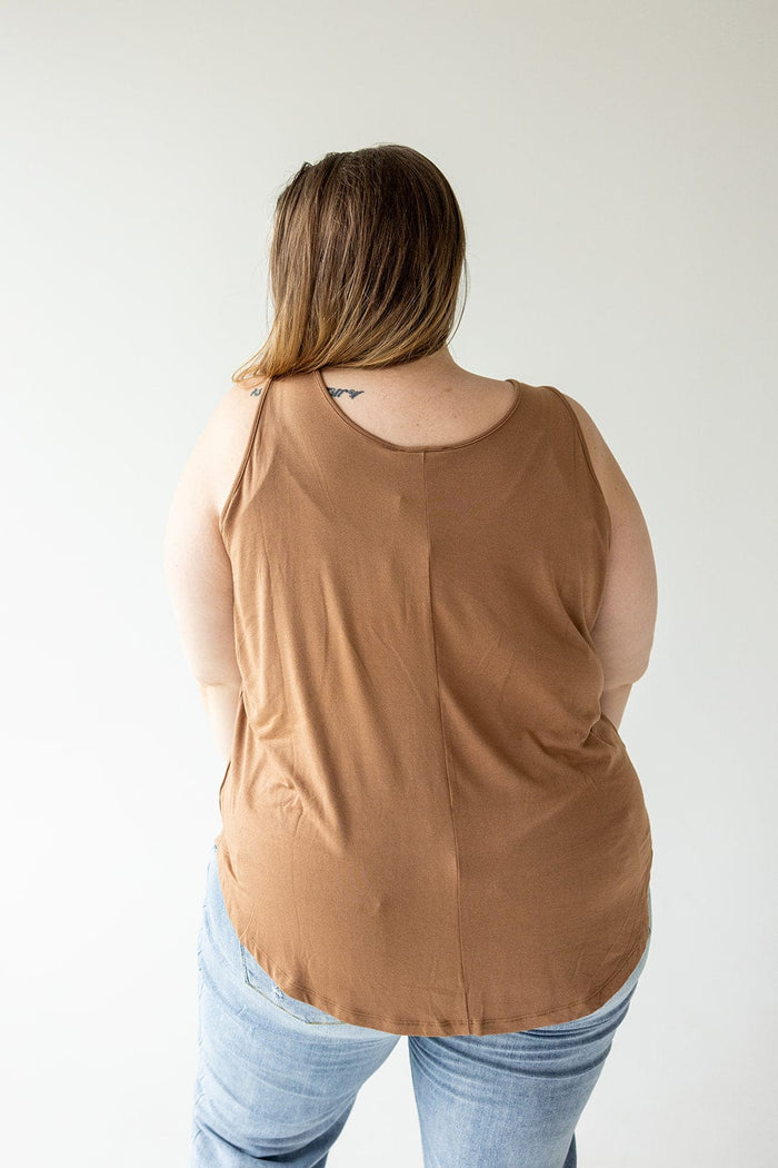 BASIC ROUND NECK TUNIC TANK IN URBAN BRONZE - Love Marlow