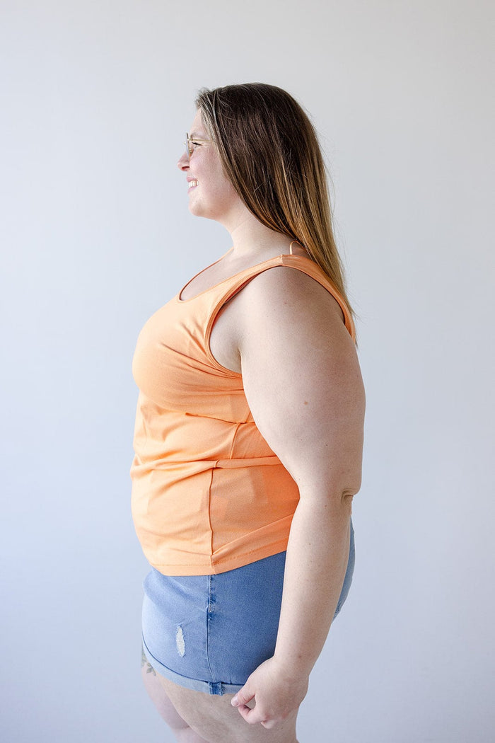 BASIC SCOOP NECK TANK IN TANGERINE - Love Marlow