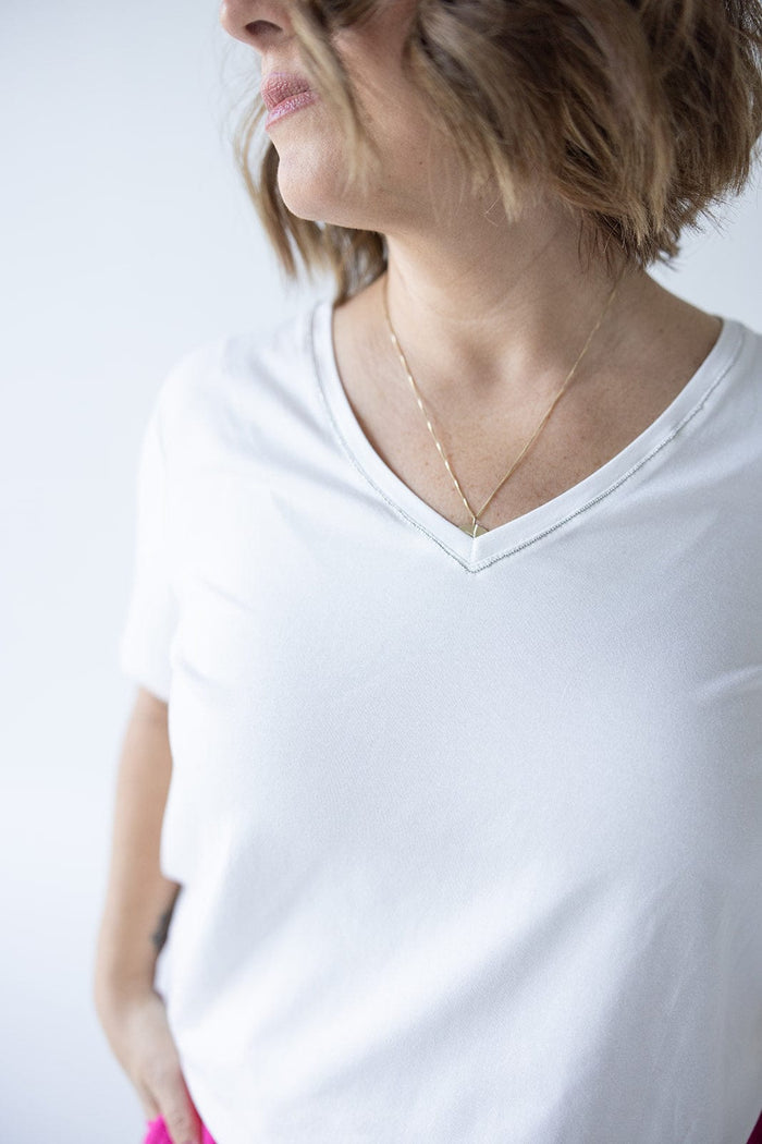 BASIC V - NECK TEE WITH SPARKLE IN CLOUD - Love Marlow