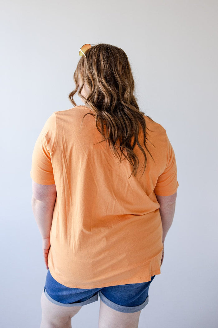 BASIC V - NECK TEE WITH SPARKLE IN TANGERINE - Love Marlow