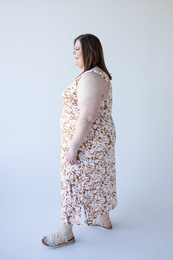 BLOT PATTERN MAXI WITH BACK DETAIL IN CAMEL - Love Marlow