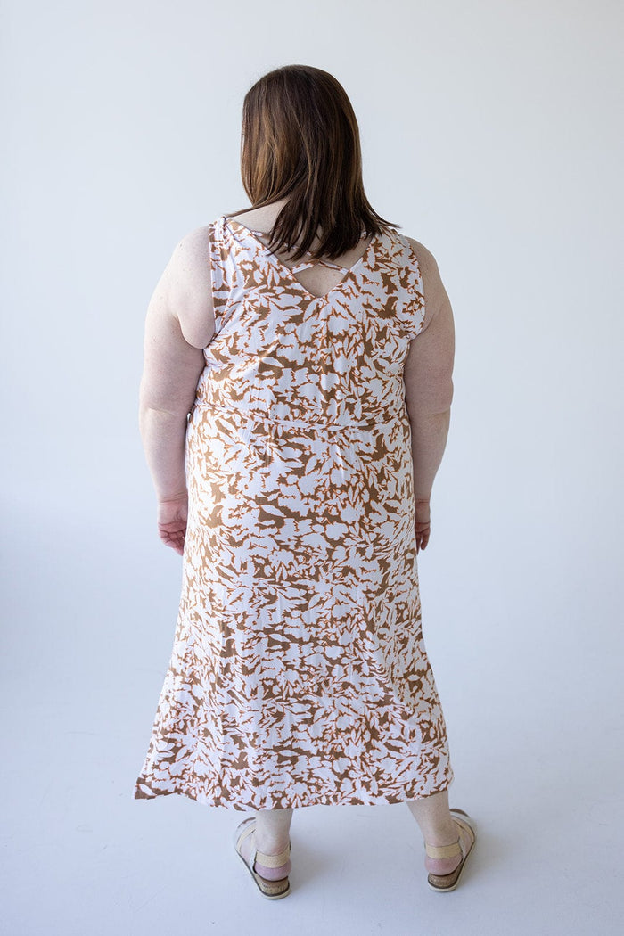 BLOT PATTERN MAXI WITH BACK DETAIL IN CAMEL - Love Marlow
