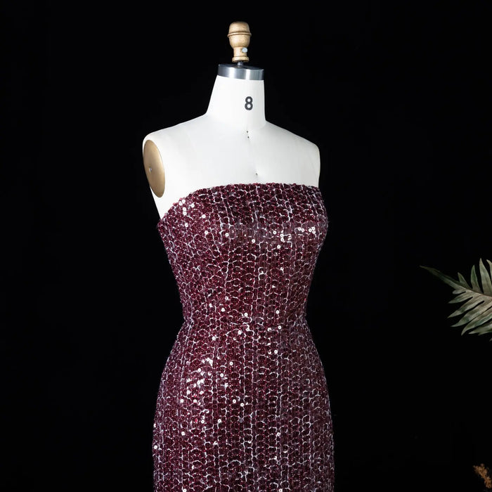 Chocolate Brown Two-Piece Sequin Mermaid Evening Dress SF442 Sheer Fairy