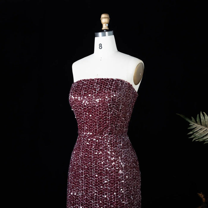 Chocolate Brown Two-Piece Sequin Mermaid Evening Dress SF442 Sheer Fairy