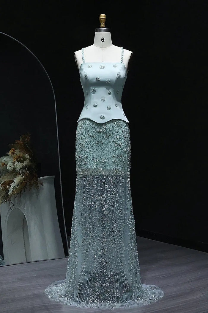 Corset Bodice Mermaid 3D Floral Evening Dress SS697 Sheer Fairy