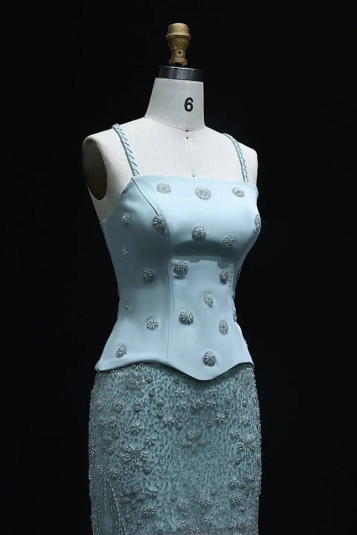 Corset Bodice Mermaid 3D Floral Evening Dress SS697 Sheer Fairy
