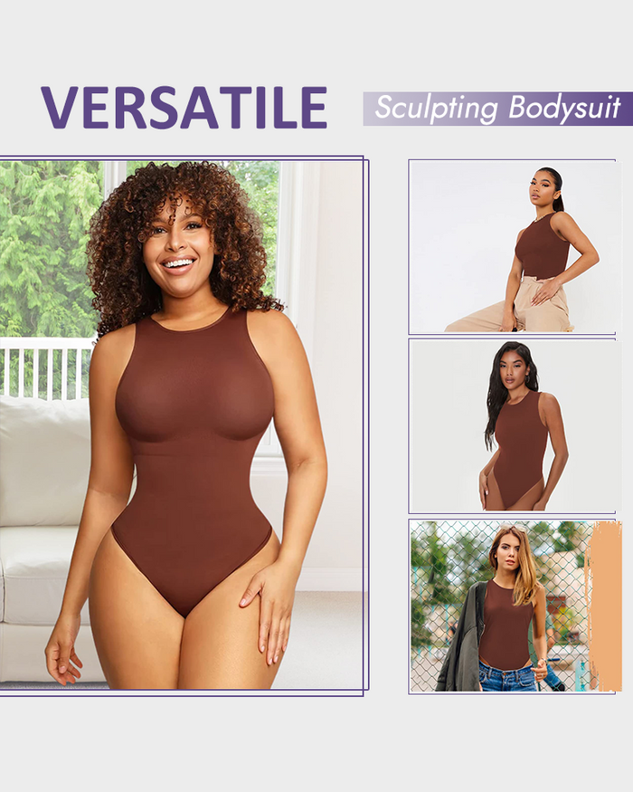 Crew Neck Sleeveless Sculpting Bodysuit Shapewear