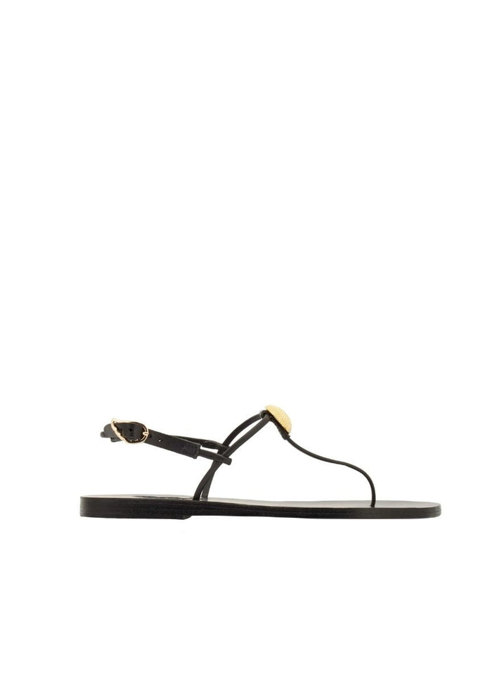 Sandals Ancient Greek Sandals Dimitra Bee Single Strap Sandals Black Apoella