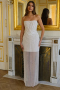 Elegant Strapless Beaded Long Wedding Dress SW087 Sheer Fairy