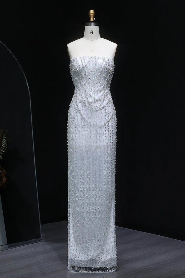 Elegant Strapless Beaded Long Wedding Dress SW087 Sheer Fairy