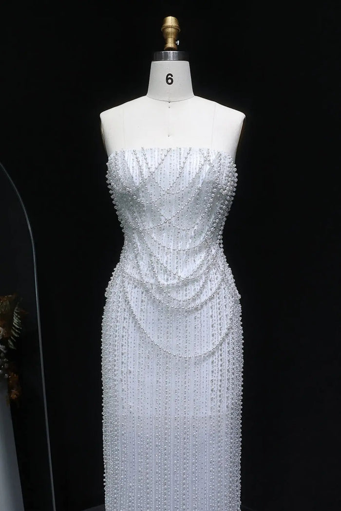 Elegant Strapless Beaded Long Wedding Dress SW087 Sheer Fairy