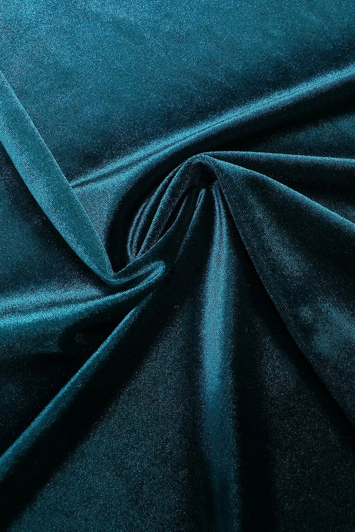 Emerald Green Velvet Sheath Evening Dress with Side Slit SF507 Sheer Fairy