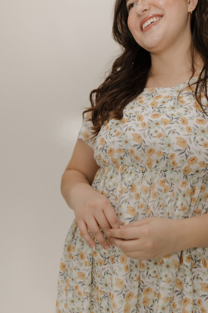 Flutter Sleeve A-Line Knee Length Dress