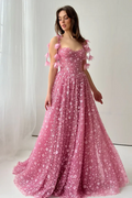 Gorgeous Floral Sequined Sweetheart Neckline A-Line Evening Dress SS701 Sheer Fairy
