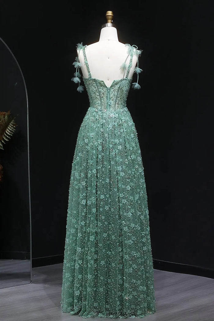 Gorgeous Floral Sequined Sweetheart Neckline A-Line Evening Dress SS701 Sheer Fairy