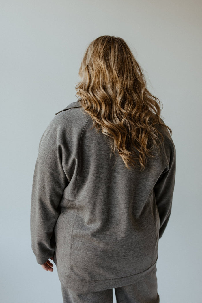 HALF ZIP JOGGER SWEATSHIRT IN DARK GREY MELANGE - Love Marlow