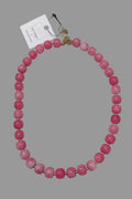 thin beaded statement necklace marble pink