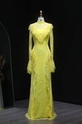 High Illusion Neck Long Sleeve Sheath Evening Dress SF063 Sheer Fairy