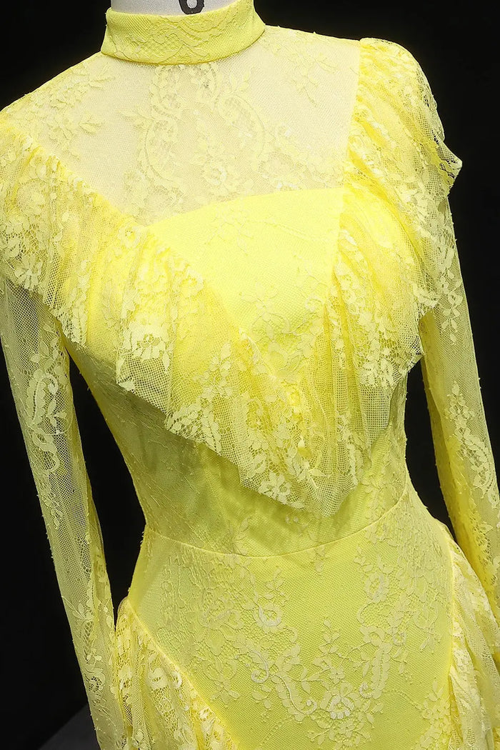 High Illusion Neck Long Sleeve Sheath Evening Dress SF063 Sheer Fairy