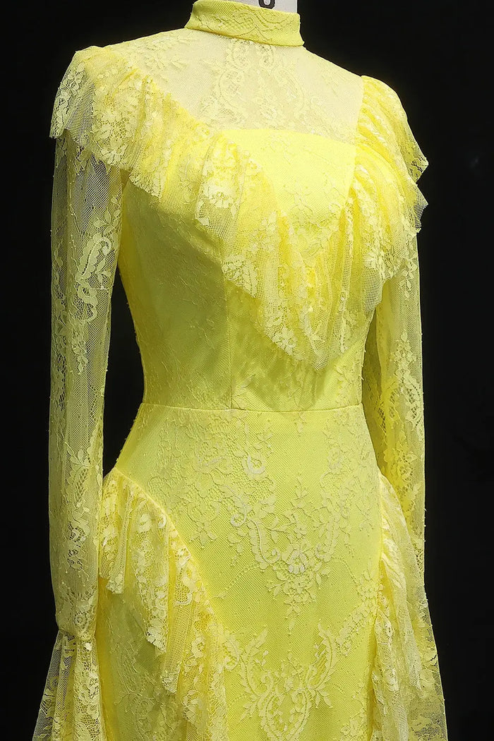 High Illusion Neck Long Sleeve Sheath Evening Dress SF063 Sheer Fairy