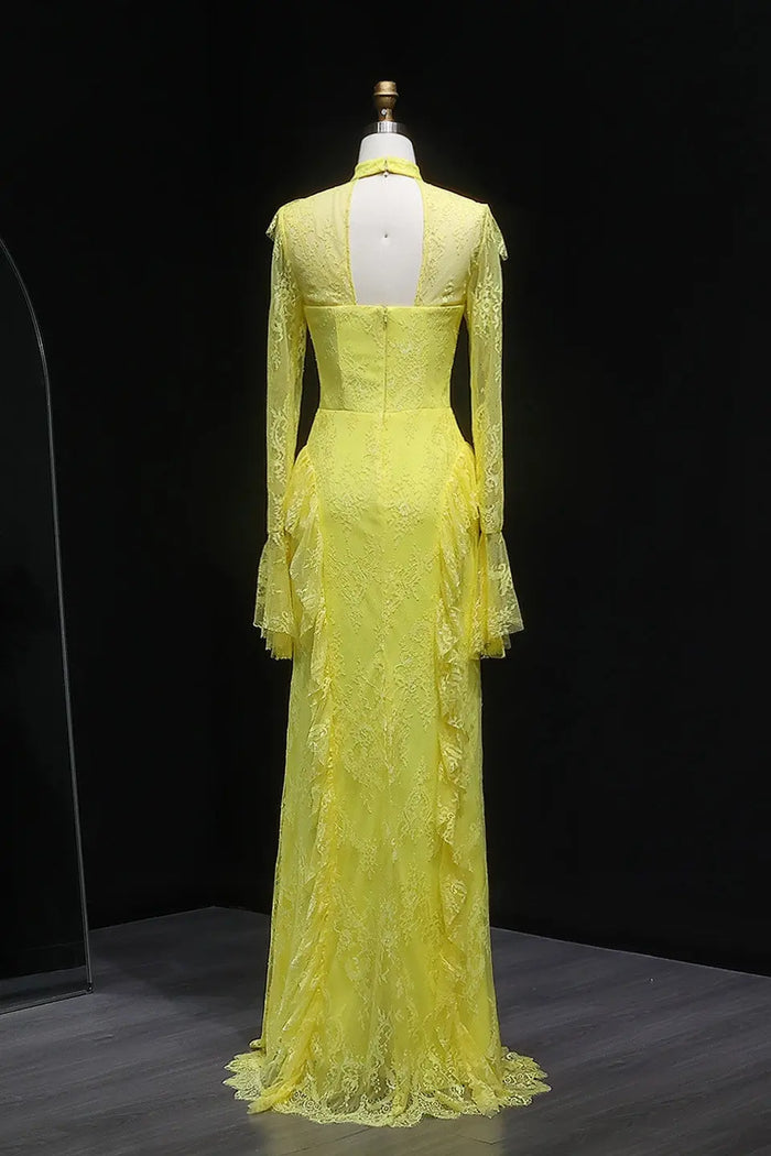 High Illusion Neck Long Sleeve Sheath Evening Dress SF063 Sheer Fairy